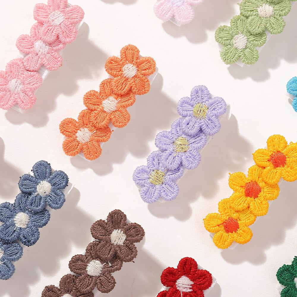 Baby Hair Clips -12Pcs Dasiy Barrettes Sets Fully Lined Hair Pins Bows Wrapped by Cloth Hair Accessories for Baby Girls Infants Toddler Kids