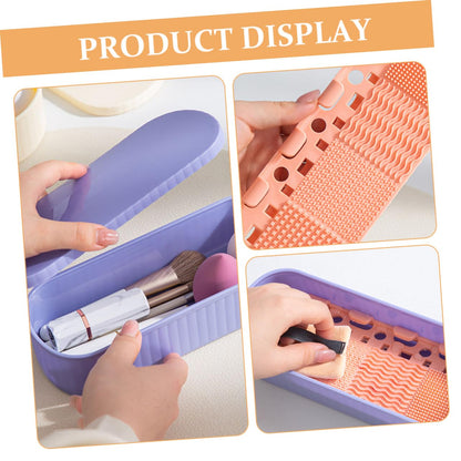 Box Makeup Organizer Makeup Brush Cleaning Mat Makeup Brush Cup Purple Cosmetic Brush Cleaner Pp