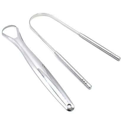 1/2PCS Stainless Steel U Type Tongue Scraper Cleaner Fresh Breath Cleaning Coated Tongue Toothbrush Oral Hygiene Care Tools
