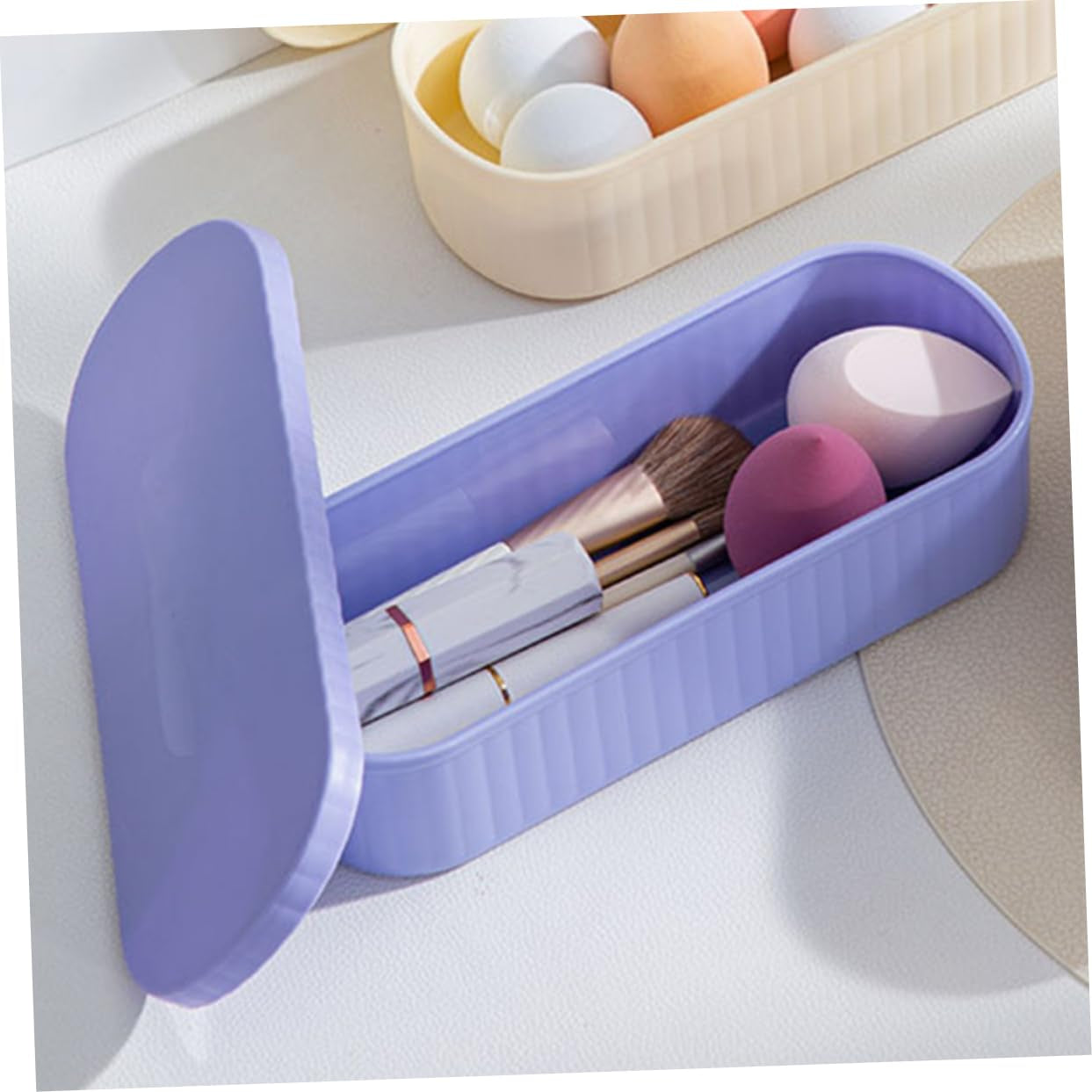 Box Makeup Organizer Makeup Brush Cleaning Mat Makeup Brush Cup Purple Cosmetic Brush Cleaner Pp